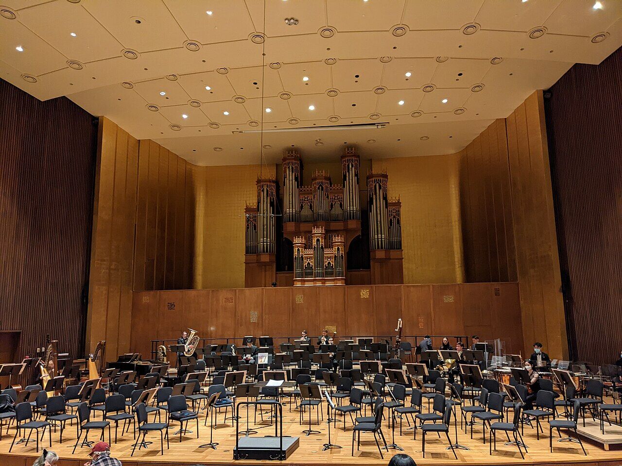 Hertz Hall concert space with orchestra