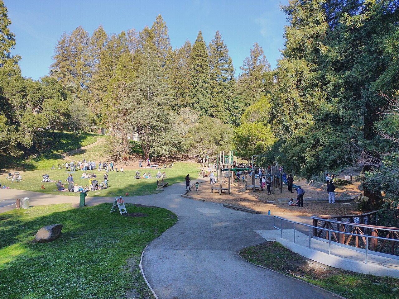 Codornices Park with playground and greenery