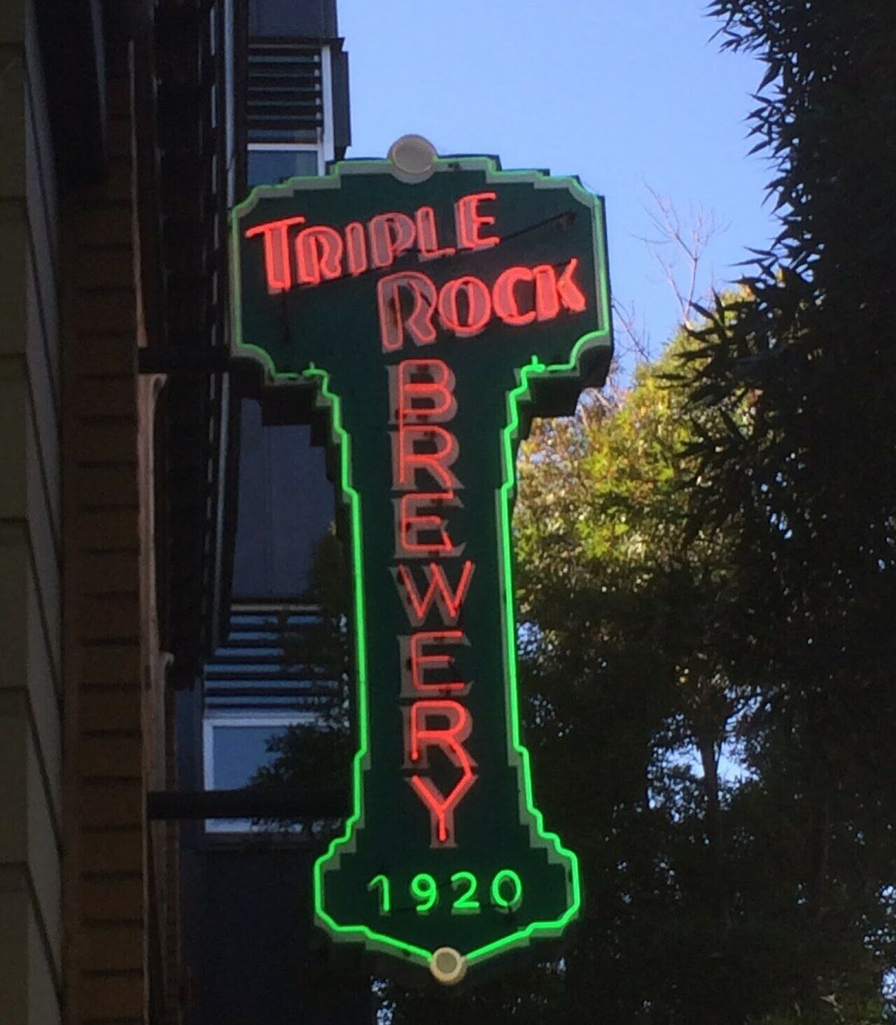 Neon sign for Triple Rock Brewery and Alehouse in Berkeley