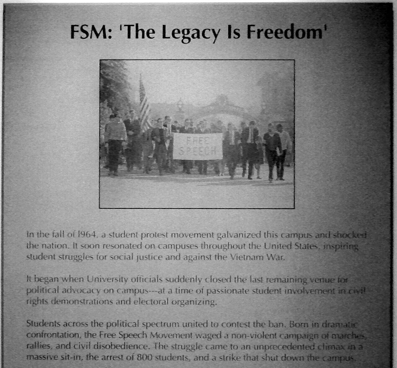 Free Speech Movement memorial cafe in Berkeley